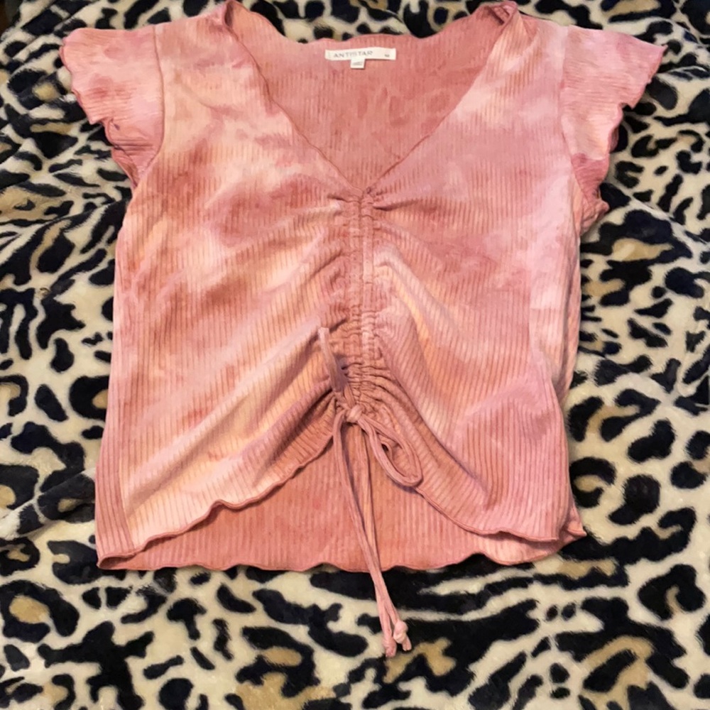 A pink flare top